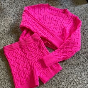 Pink cropped sweater set size M
